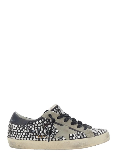 Sneakers 'Superstar' Grey low top sneakers with Side Star Patch and All-Over Glitter in suede for women