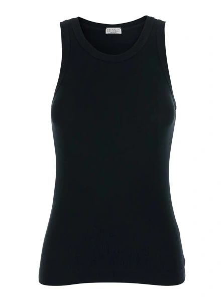 Top Brunello Cucinelli negru din bumbac