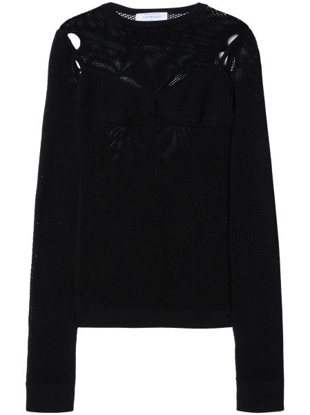 Top tricotat Off-White negru
