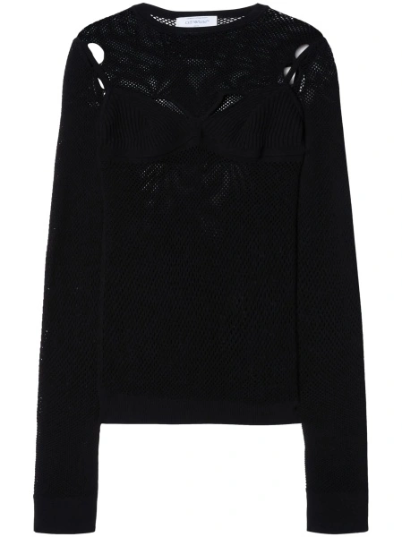 Top tricotat Off-White negru