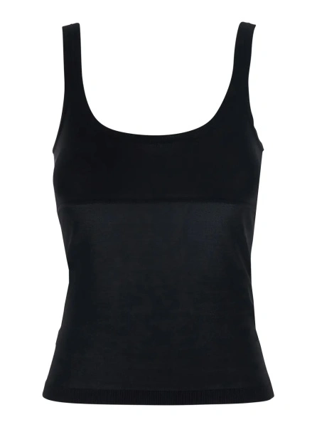 Topuri Black Top with Round Neck in Viscose Woman
