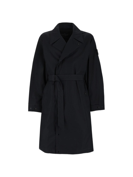 Trenci Stone Island negru din bumbac organic