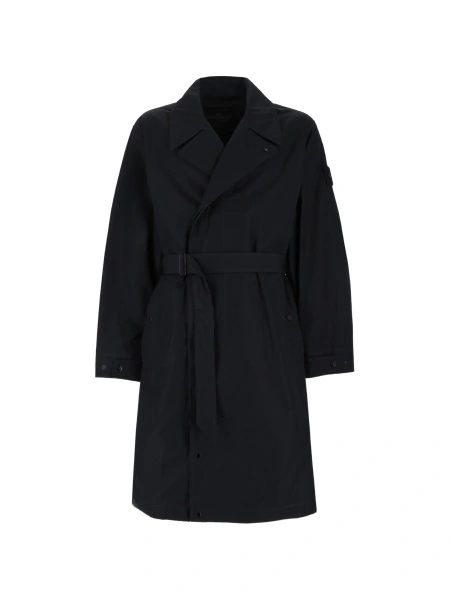 Trenci Stone Island negru din bumbac organic