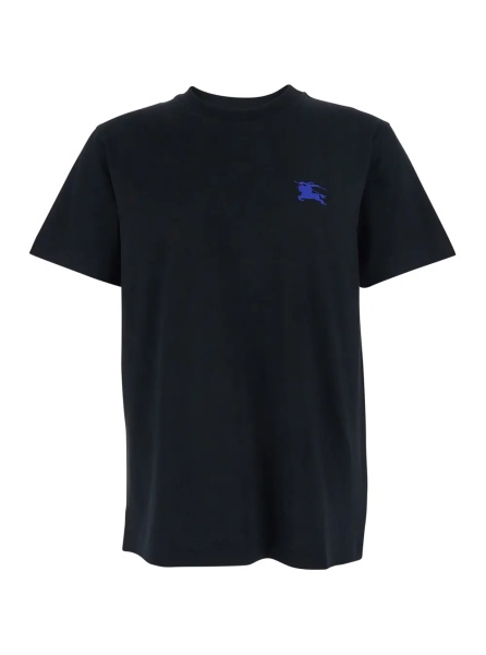 Tricou Black Cotton Embroidered Logo T-Shirt for Men