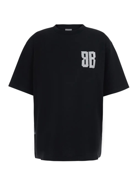 Tricou Black Crew-Neck T-Shirt with Front and Back Logo in cotton Women