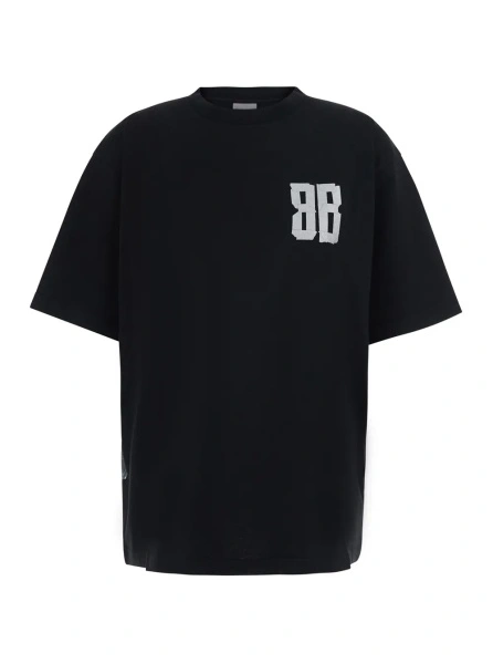 Tricou Black Crew-Neck T-Shirt with Front and Back Logo in cotton Women
