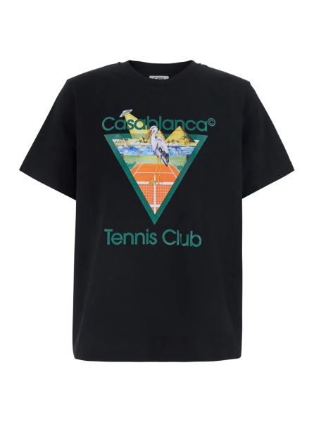 Tricou Black Crew neck T-shirt with logo print on the front in Cotton Men