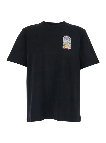 Tricou Black T-Shirt with Logo Detail on the Front and Maxi Logo on the Back in Cotton Man