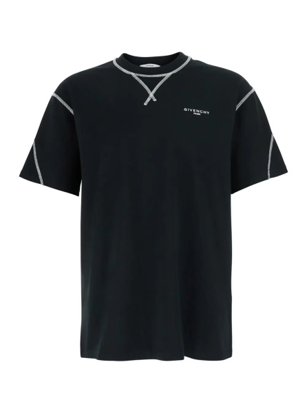 Tricou Black T-shirt with logo on the front in Cotton Men