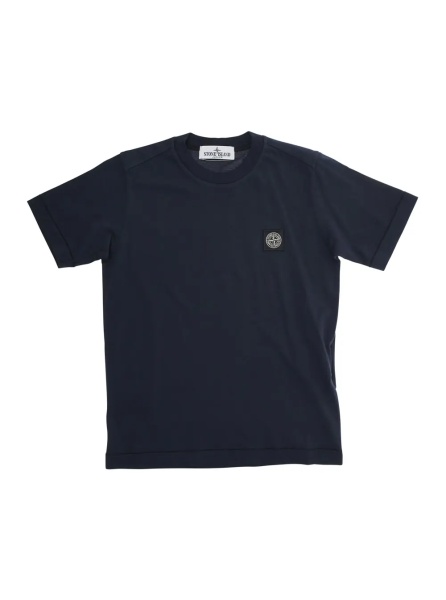 Tricou Blue T-Shirt with Round Neck and Logo Patch on the Front in Cotton Boy