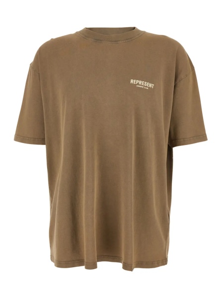Tricou Brown T-Shirt with Logo on the Front and Maxi Logo on the Back in Cotton for Men