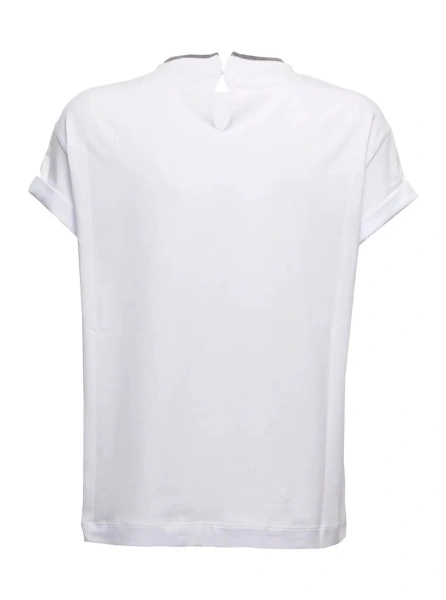 Tricou Brunello Cucinelli alb din bumbac