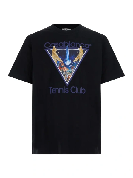Tricou CASABLANCA black cotton printed T-shirt for men