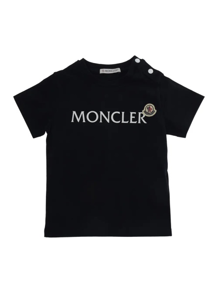 Tricou Crew Neck T-Shirt with Logo Lettering Print on the Front and Logo Patch on the Front in Baby Blue Stretch Cotton