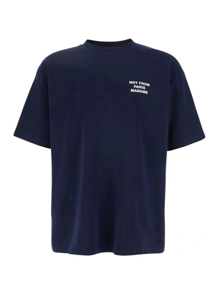 Tricou DRÔLE DE MONSIEUR albastru din bumbac 'Le T-Shirt Slogan'