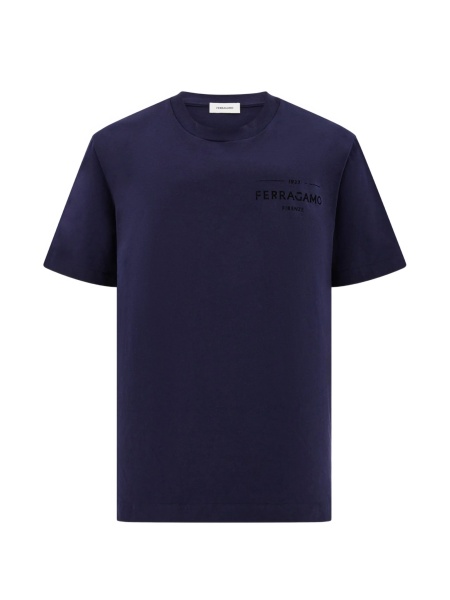 Tricou Ferragamo albastru din bumbac organic