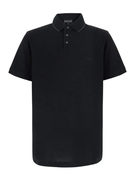 Tricou Polo Black Short Sleeve Polo with Collar in Cotton for Men