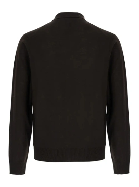 Tricou Polo brown Sweater with Polo Shirt collar and tone-on-tone logo in wool Men