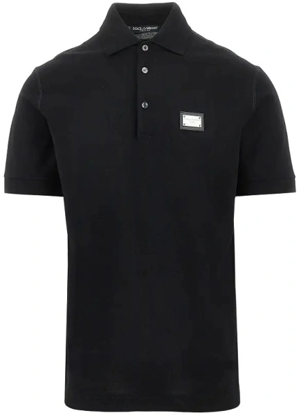 Tricou polo Dolce & Gabbana negru din piquet