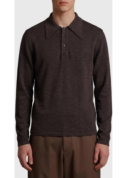 Tricou Polo Ecorce Mouliné Wool Long-Sleeve Polo