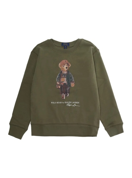 Tricou Polo green Crew-neck sweater with Polo Shirt Bear print on the front in cotton for Boy