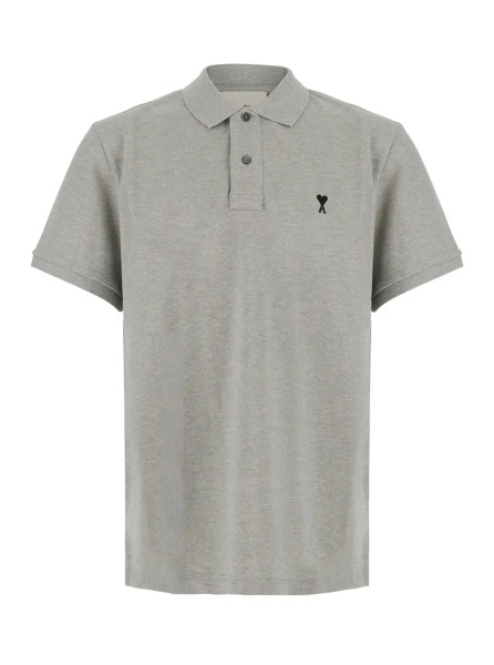 Tricou Polo grey Polo Shirt with AMI DE COEUR logo embroidered on the front in cotton for men