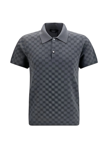Tricou Polo Gucci gri din matase si lana