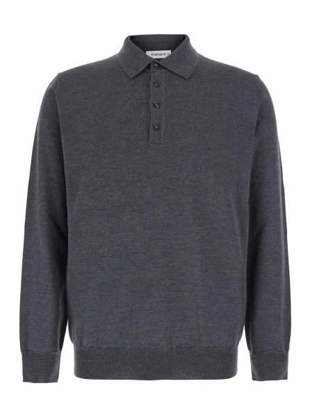 Tricou polo Kangra gri din lana