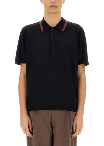 Tricou Polo Knitted Wool Polo Shirt With Web Pattern