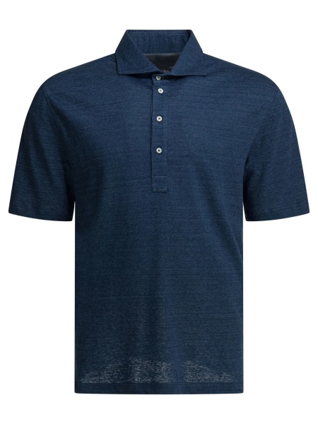 Tricou Polo Linen and cotton button-down polo shirt