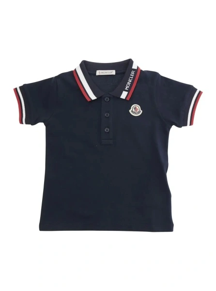 Tricou polo Moncler albastru din bumbac