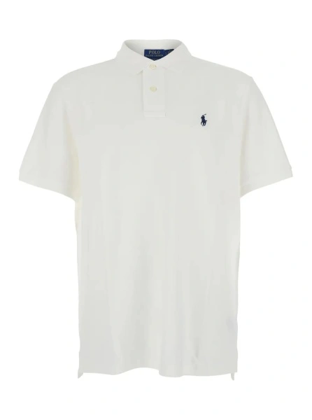 Tricou polo Ralph Lauren alb din bumbac 'Classic Fit'