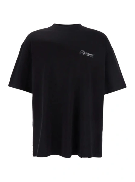 Tricou T-Shirt 'Owners Club' Black with Front and Back Print in Cotton for Men