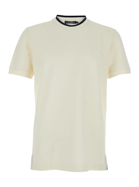 Tricou White Crew Neck T-shirt with logo on the front in Tech Fabric men