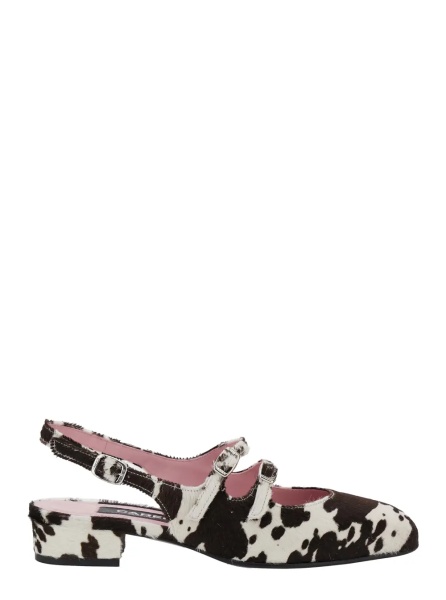 Balerini Multicolor 'Peche' Slingback Ballet Shoes with Buckle Strap Closure and Cow Print in Leather Woman