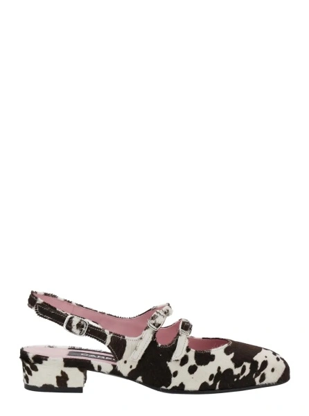 Balerini Multicolor 'Peche' Slingback Ballet Shoes with Buckle Strap Closure and Cow Print in Leather Woman