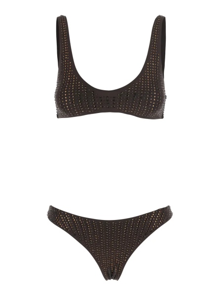 Bikini Brown Bikini with Brazilian cut bottoms and all-over sequins in Tech Fabric for women