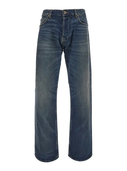 Blugi blue Five-pocket jeans with logo patch on the back in denim for men