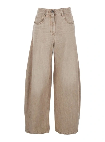 Blugi Brunello Cucinelli bej din denim