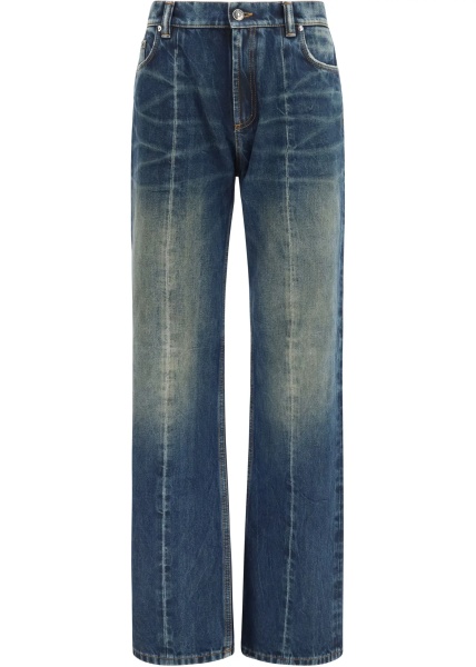 Blugi Distressed straight-leg cotton denim Jeans