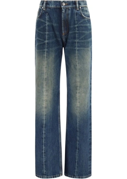 Blugi Distressed straight-leg cotton denim Jeans