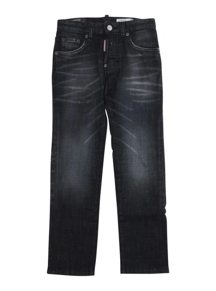 Blugi DSQUARED2 negri din bumbac si elastan