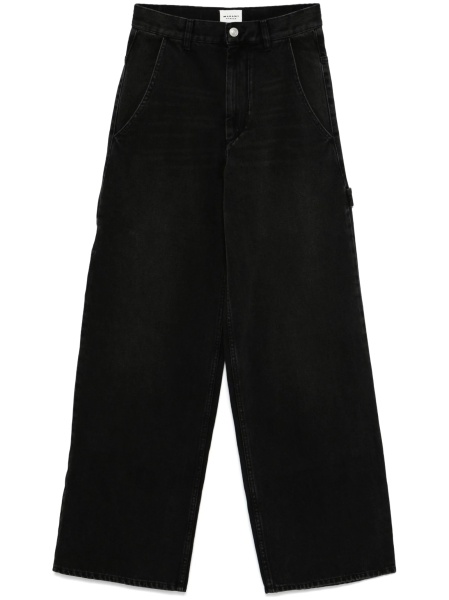 Blugi evazati ISABEL MARANT ETOILE negri din bumbac organic