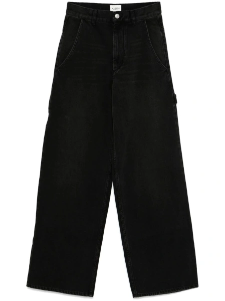 Blugi evazati ISABEL MARANT ETOILE negri din bumbac organic