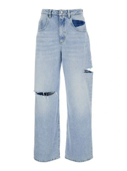 Blugi Icon Denim albastri din denim