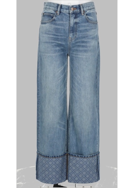 Blugi Jeans A Gamba Dritta Con Risvolto A Contrasto
