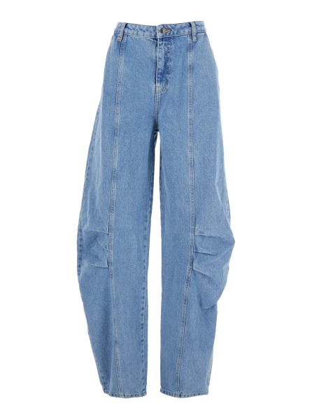 Blugi Light Blue Jeans with Central Stitching and Logo Patch on the Back in Denim Woman