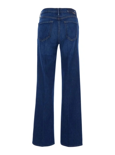 Blugi MOTHER albastri din denim 'The Kick It Jeans'