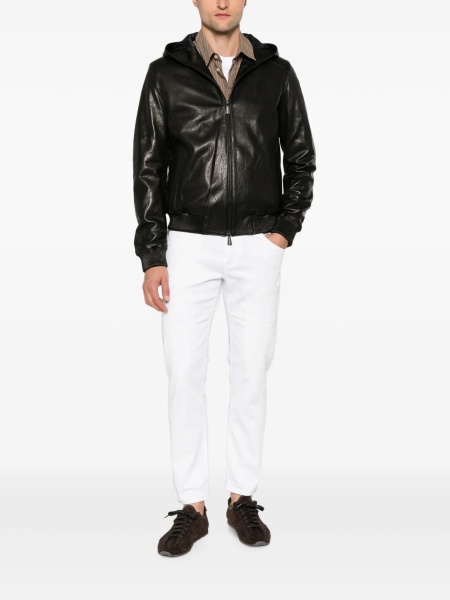 Blugi slim fit Dondup albi din multiester si spandex/elastan