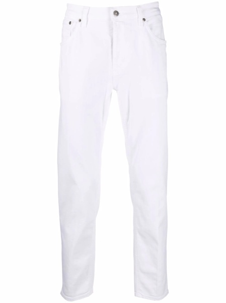 Blugi slim fit Dondup albi din polyester si bumbac